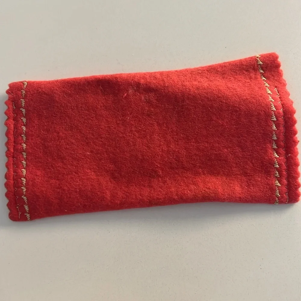 Vintage 50s Pink Felt Eyeglass Case Hand-Crafted Rhinestones Zig-Zag Stitching